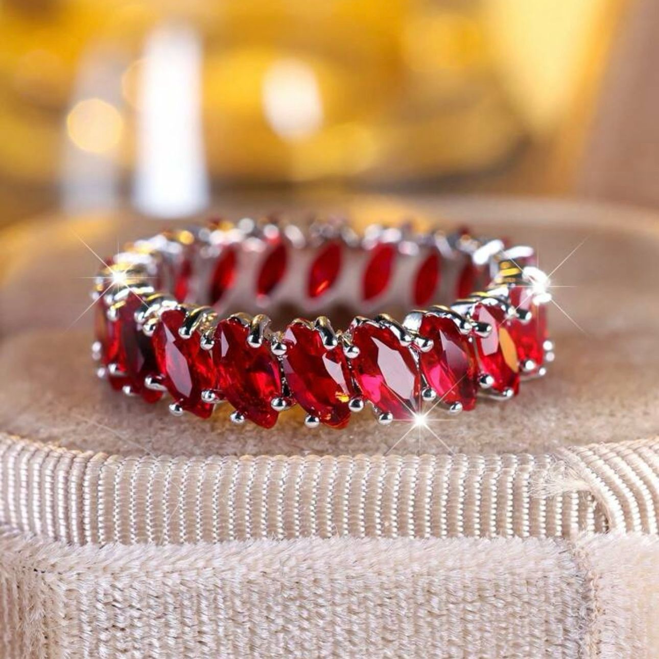 YJBHere - Ruby Cluster Silver Ring - Image 2
